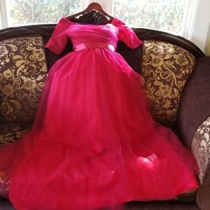 Red Off the shoulder maxi dress